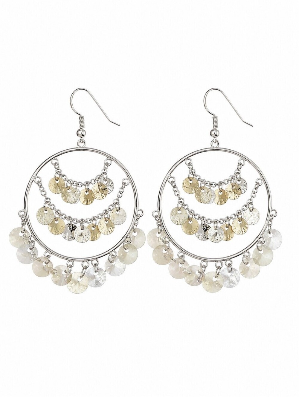5/$25 VTG Hoop Sequin Chandalier Statement Dangle Hook Disco Earrings FLAWED